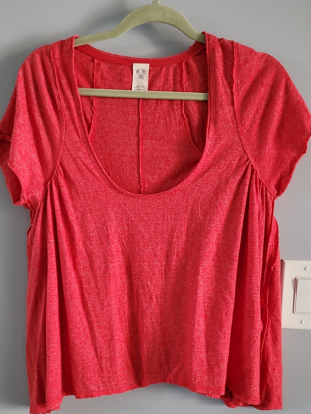 We The Free Coral Pink Scoop Neck Short Sleeve Tee